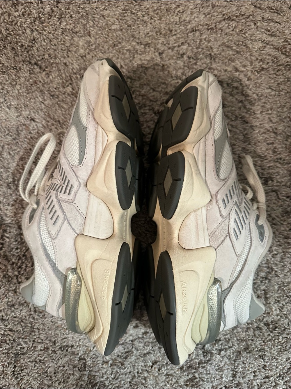 New Balance 9060 Neutral White and Grey Athletic Sneakers - Picture 8 of 11